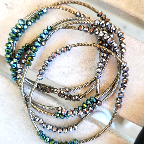 x6 Beaded Elastic Stretch Bracelets - Picture 1 of 6